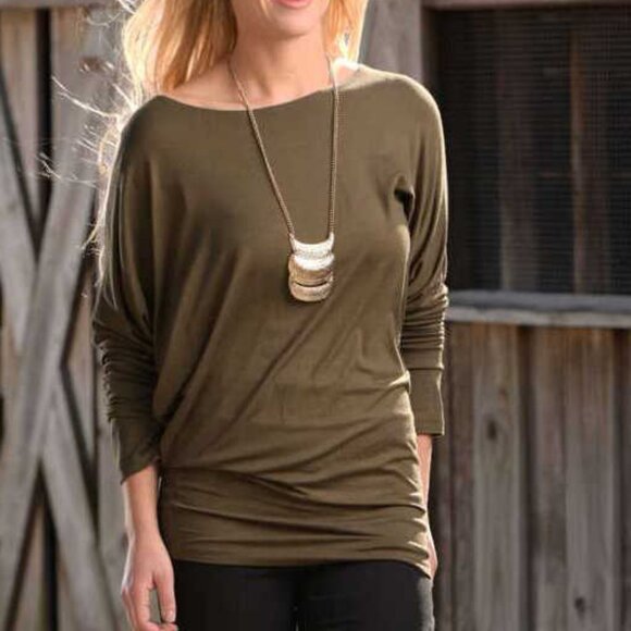 Get the Inside Scoop - Dolman Shirt - Olive - Picture 2 of 3